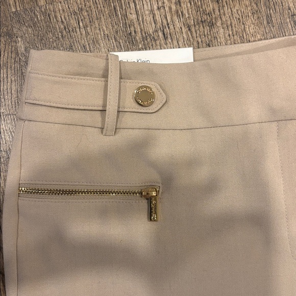 Calvin Klein Tan Trousers with Gold Button - Picture 3 of 9